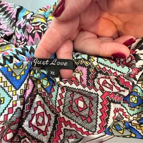 Just Love XL boho strapless multi-color wide leg jumpsuit - Picture 4 of 5